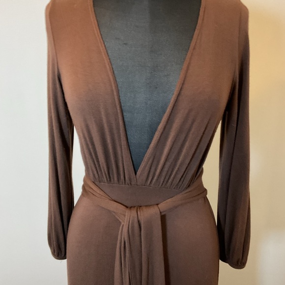 18. Rachel Pally Brown V-Neck Plunge Long Sleeve Maxi Dress Size Small - Picture 4 of 8